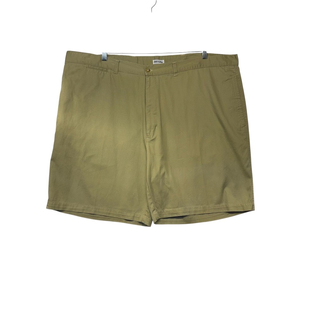 Adolfo Mens Khaki Chino Shorts Size 50 Tan 100% Cotton Twill‎ Flat Front 71707